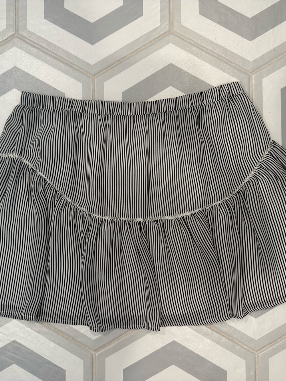 Banana Republic Black & White Striped Midi Skirt